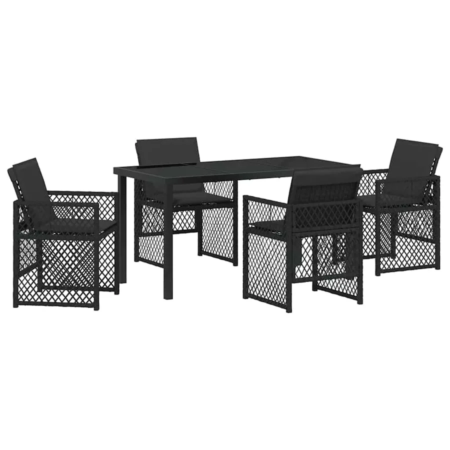 Ensemble de salle à manger pour jardin 5 pcs Noir polyrotin - 2