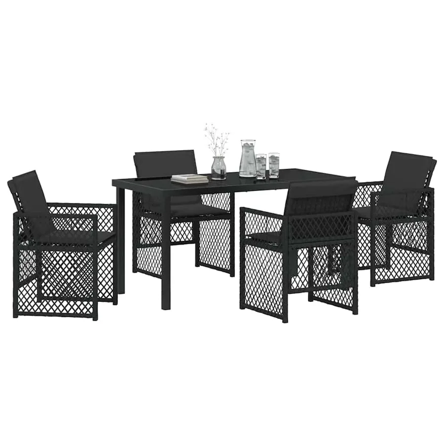 Ensemble de salle à manger pour jardin 5 pcs Noir polyrotin - 3