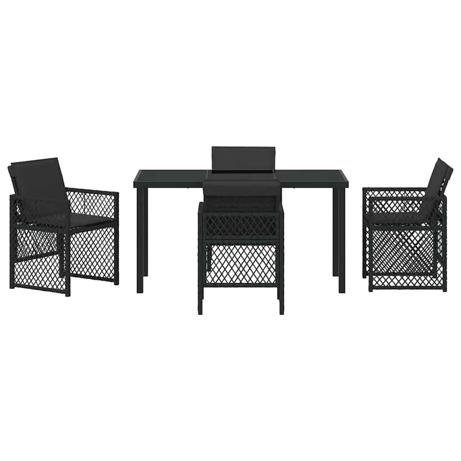 Ensemble de salle à manger pour jardin 5 pcs Noir polyrotin - 7