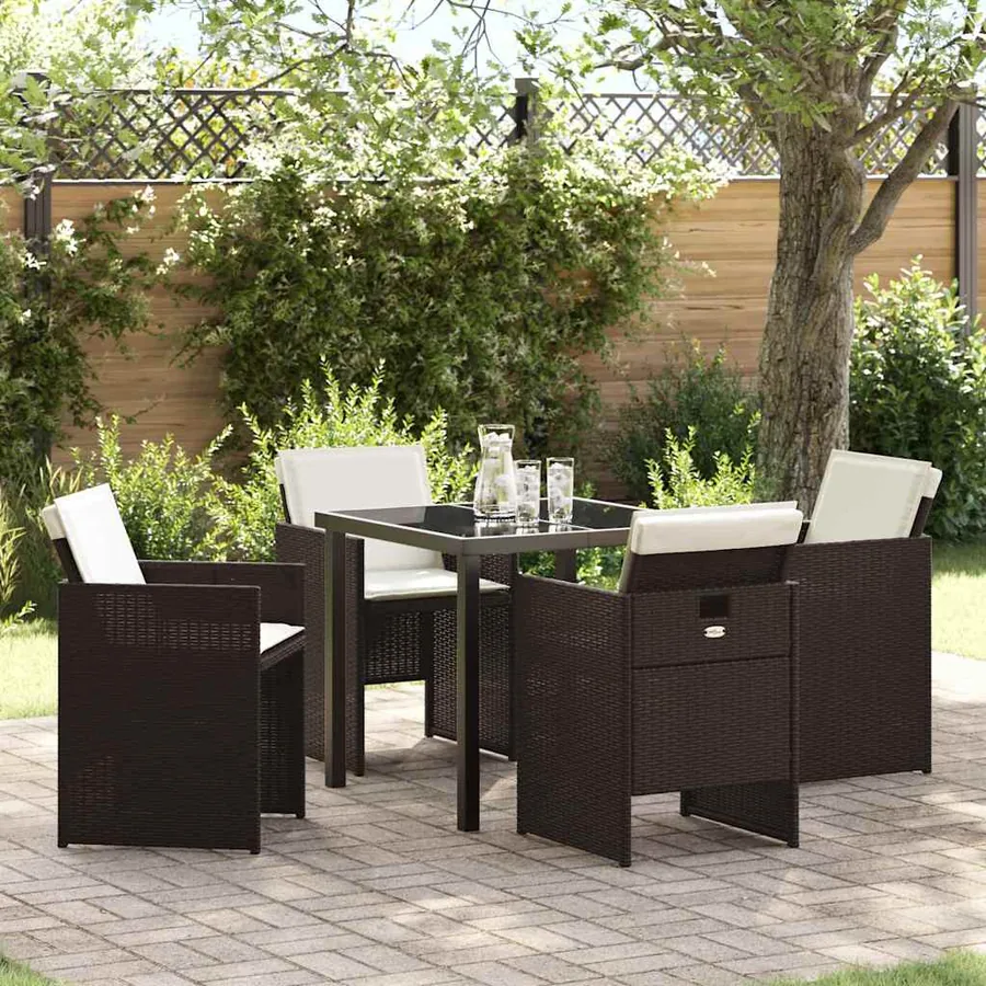 Ensemble de salle à manger pour jardin 5 pcs Marron polyrotin