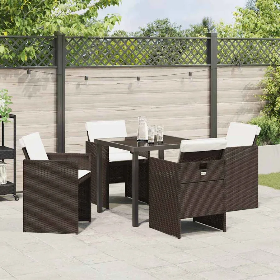 Ensemble de salle à manger pour jardin 5 pcs Marron polyrotin - 4
