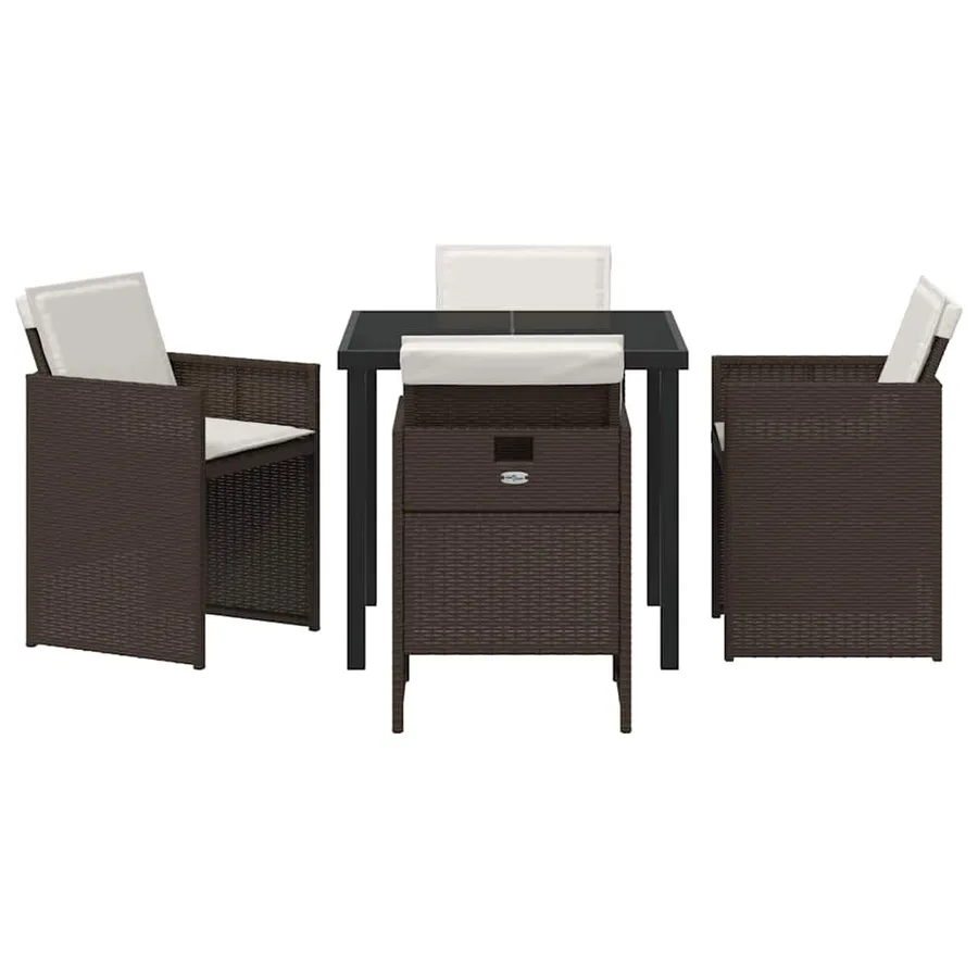 Ensemble de salle à manger pour jardin 5 pcs Marron polyrotin - 7