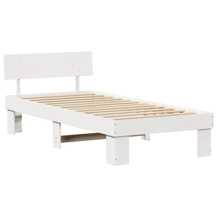 Cadre de lit avec tête de lit Blanc 100 x 200 cm Pin massif - 4
