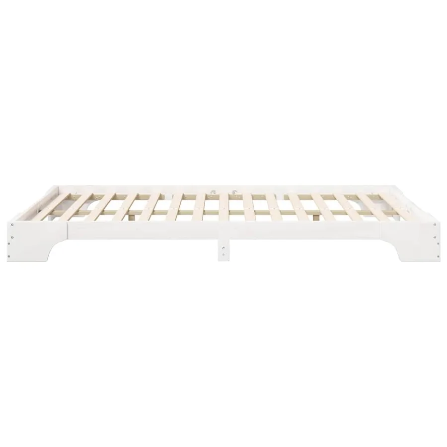 Cadre de lit Blanc 140 x 220 cm Pin massif - 5