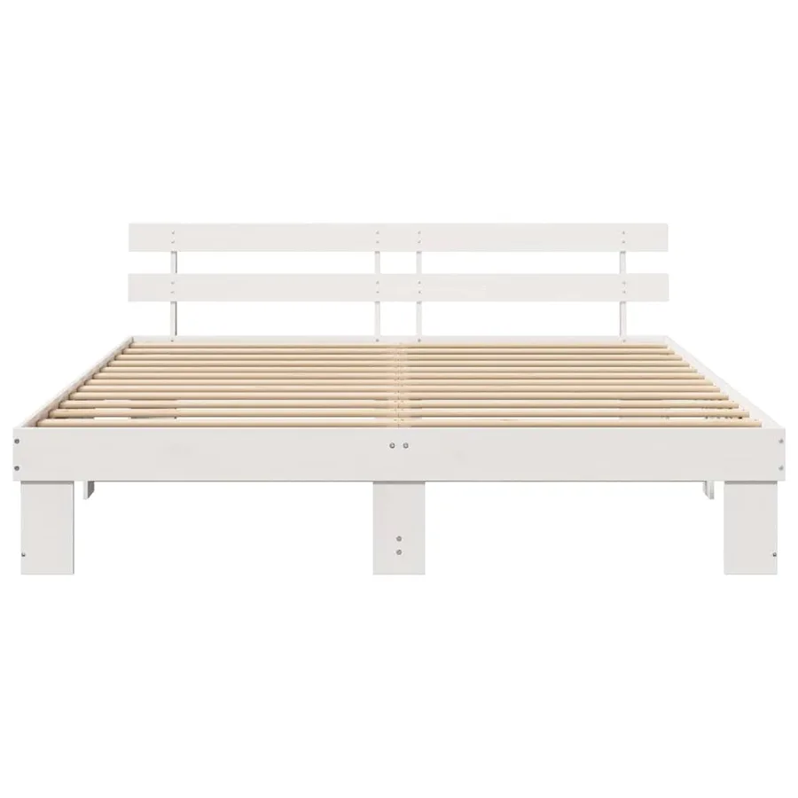 Cadre de lit avec tête de lit Blanc 200 x 200 cm Pin massif - 5