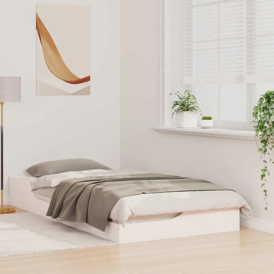 Cadre de lit Blanc 75 x 190 cm Pin massif - 3
