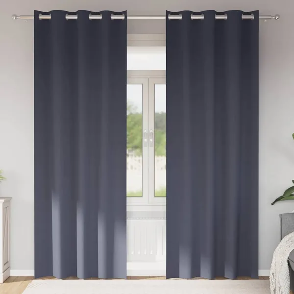 Rideaux occultants avec anneaux 2 pcs Anthracite 225 x 140 cm
