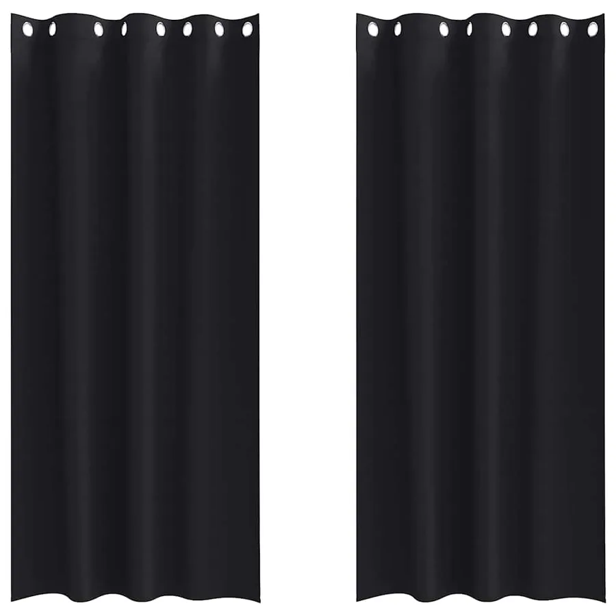 Rideaux occultants avec anneaux 2 pcs Noir 245 x 140 cm - 2