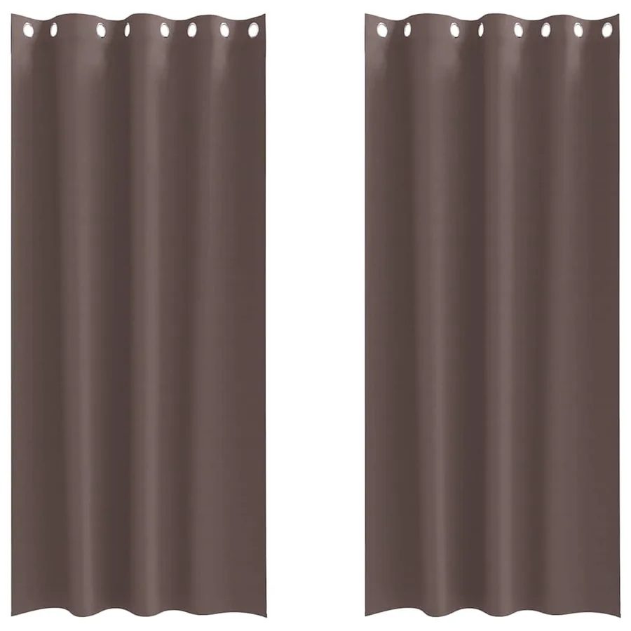 Rideaux occultants avec anneaux 2 pcs Marron foncé 260 x 140 cm - 2