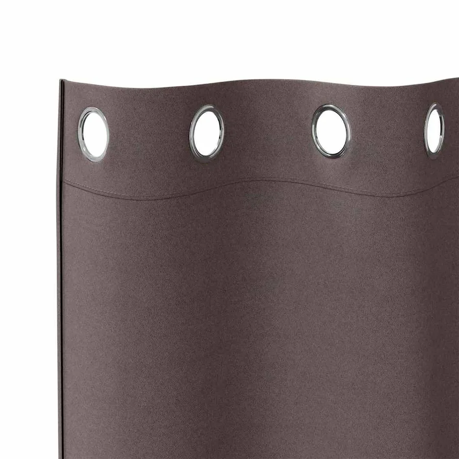 Rideaux occultants avec anneaux 2 pcs Marron foncé 225 x 140 cm - 5