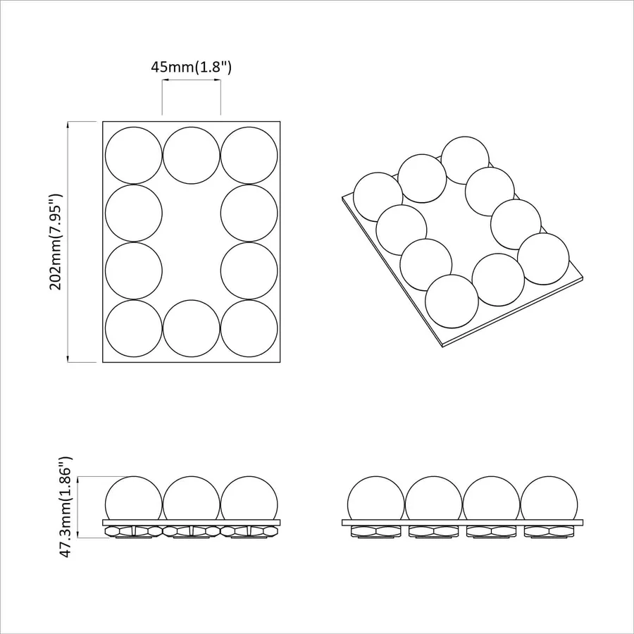 Lampes miroir 12 pcs Blanc 4.5 x 4.5 x 4.8 cm Plastique - 9