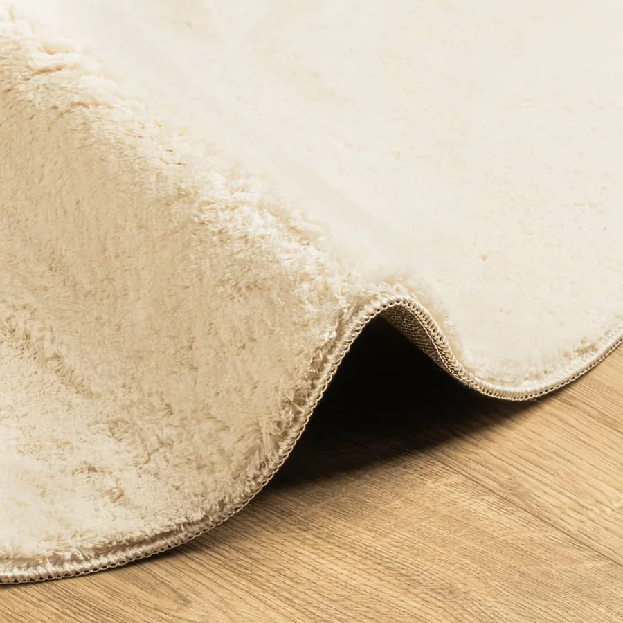 Tapis HUARTE à poils courts doux et lavable crème Ø 100 cm - 6