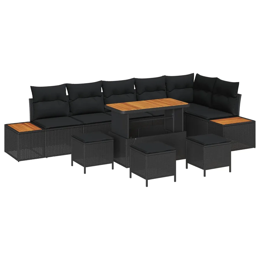 Ensemble de canapé de jardin avec coussin 10 pcs Noir - 2