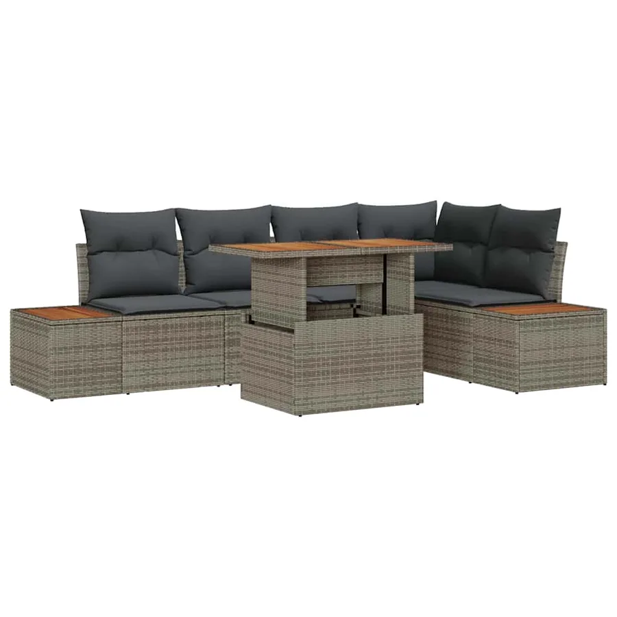 Ensemble de canapé de jardin 6 pcs Gris Poly rotin - 2