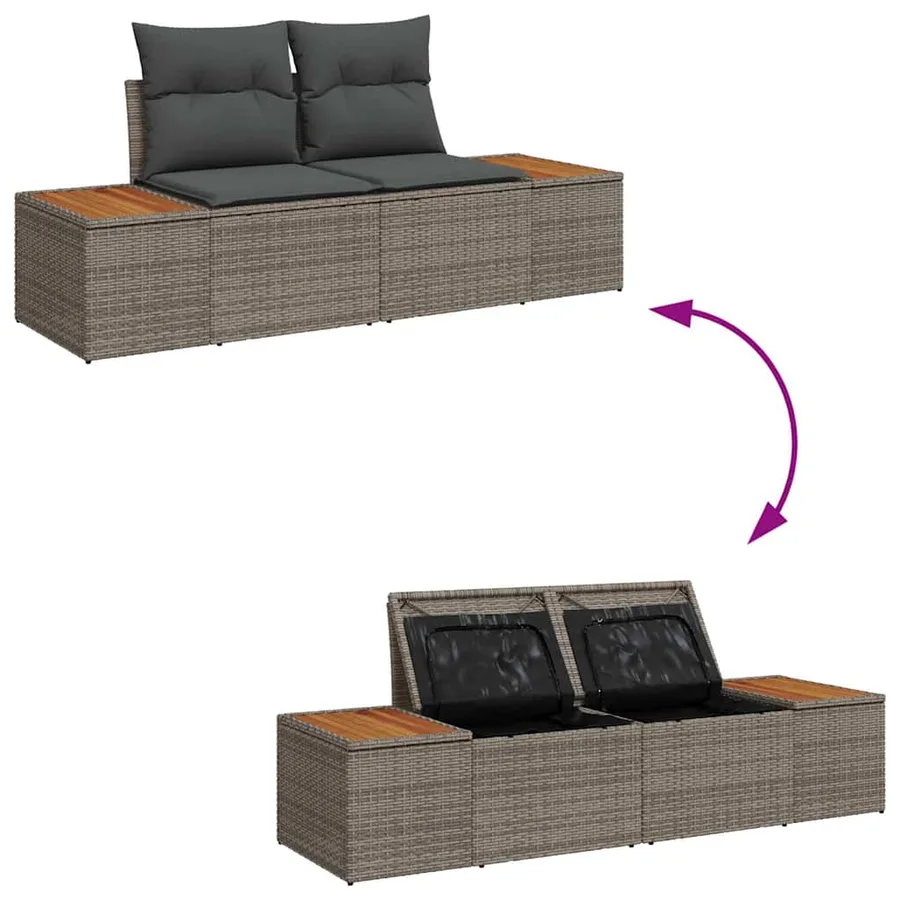 Ensemble de canapé de jardin 9 pcs Gris Poly rotin - 11