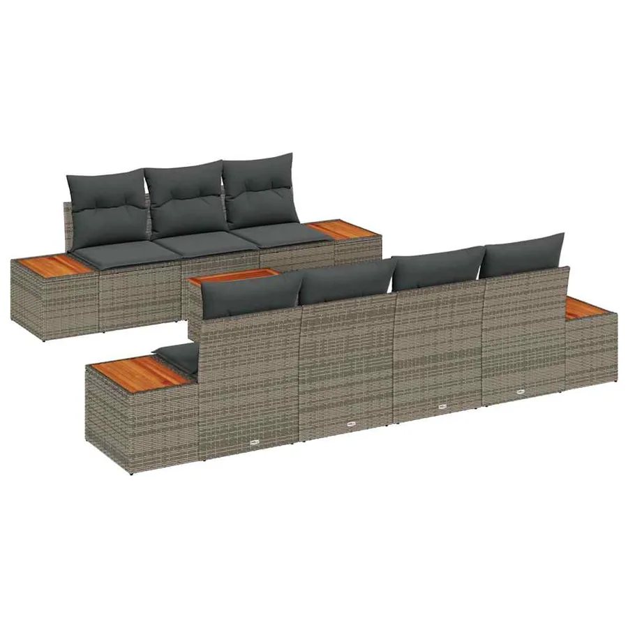 Ensemble de canapé de jardin avec coussin 8 pcs Gris Poly rotin - 2