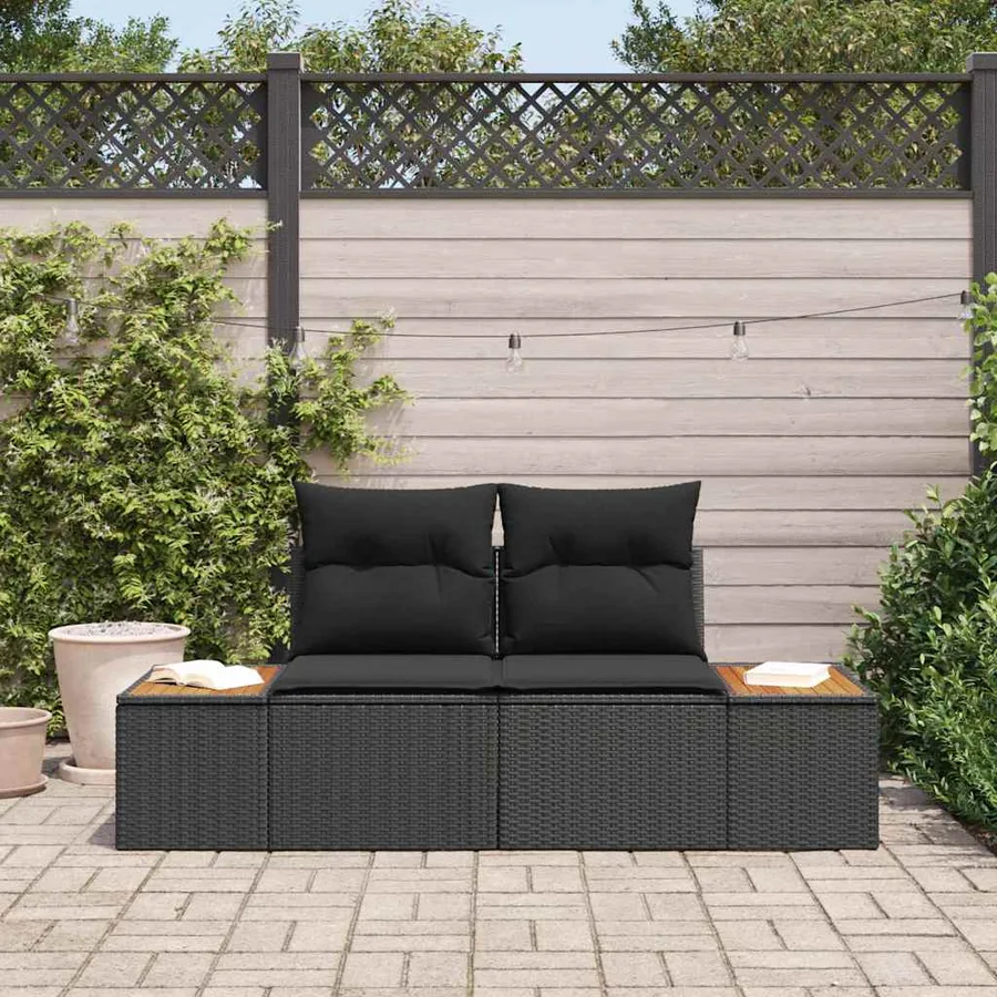 Canapé de jardin Noir 184 x 62 x 85cm polyrotin - 3