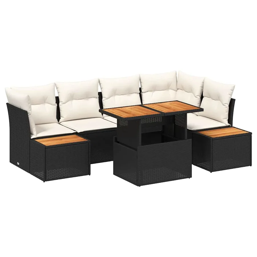 Ensemble de canapé de jardin 10 pcs Noir Poly rotin - 2