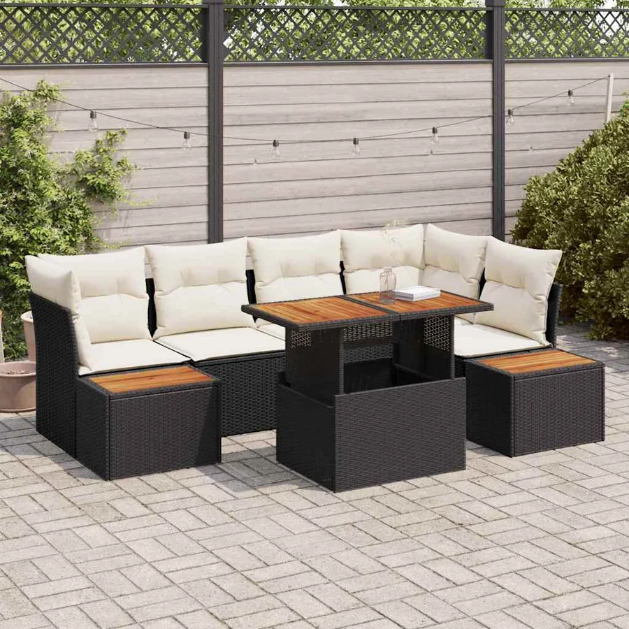 Ensemble de canapé de jardin 10 pcs Noir Poly rotin - 3