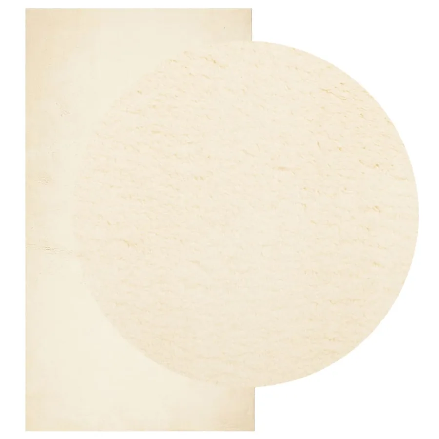 Tapis HUARTE à poils courts doux et lavable crème 60x110 cm - 3