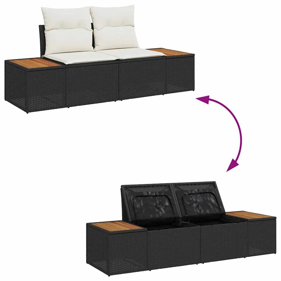Ensemble de canapé de jardin 5 pcs Noir Poly rotin - 11