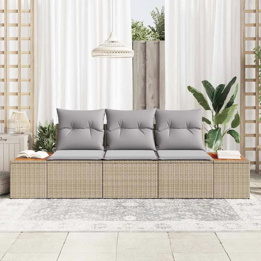 Ensemble de canapé de jardin 3 pcs beige et gris clair - 3