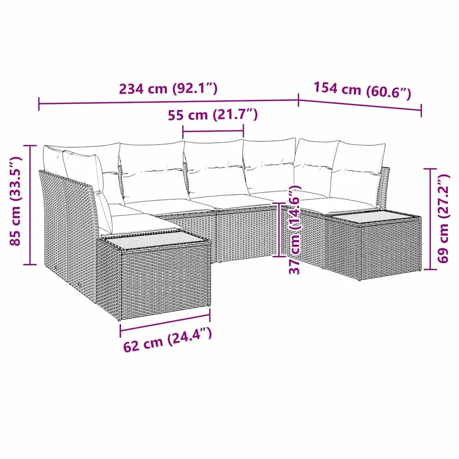 Ensemble de canapé de jardin 6 pcs Beige et Gris clair - 12