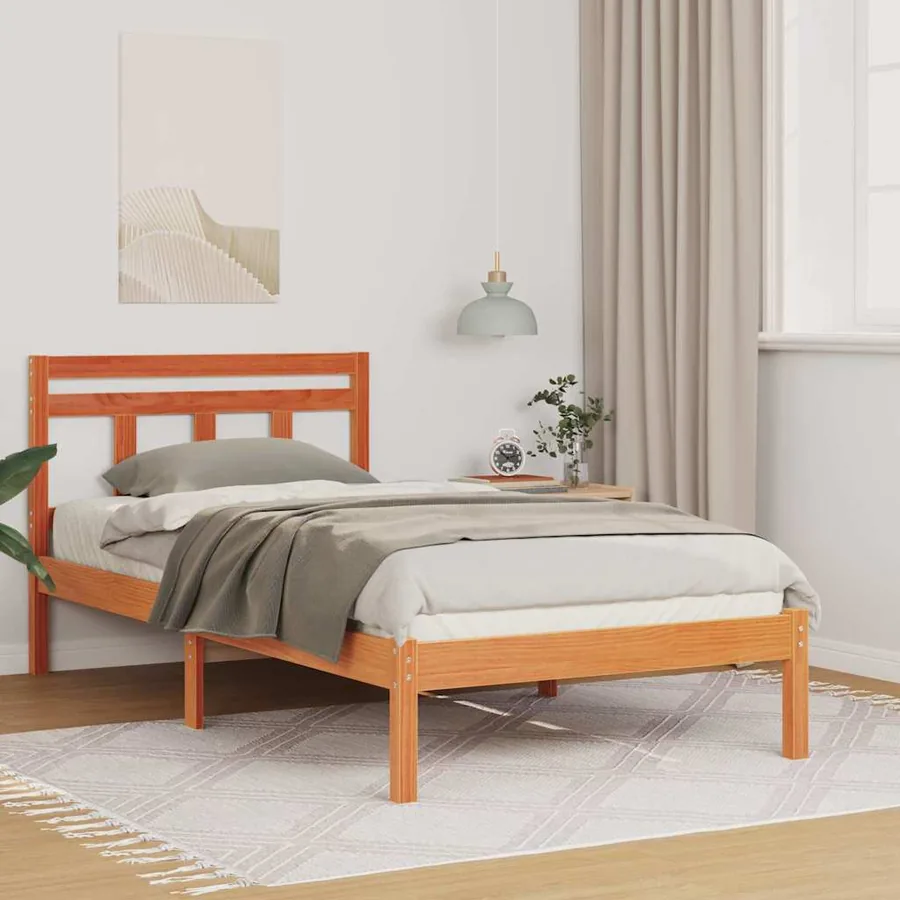 Cadre de lit Marron 90 x 190 cm Pin massif
