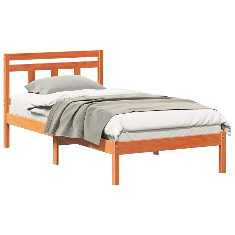 Cadre de lit Marron 90 x 190 cm Pin massif - 2