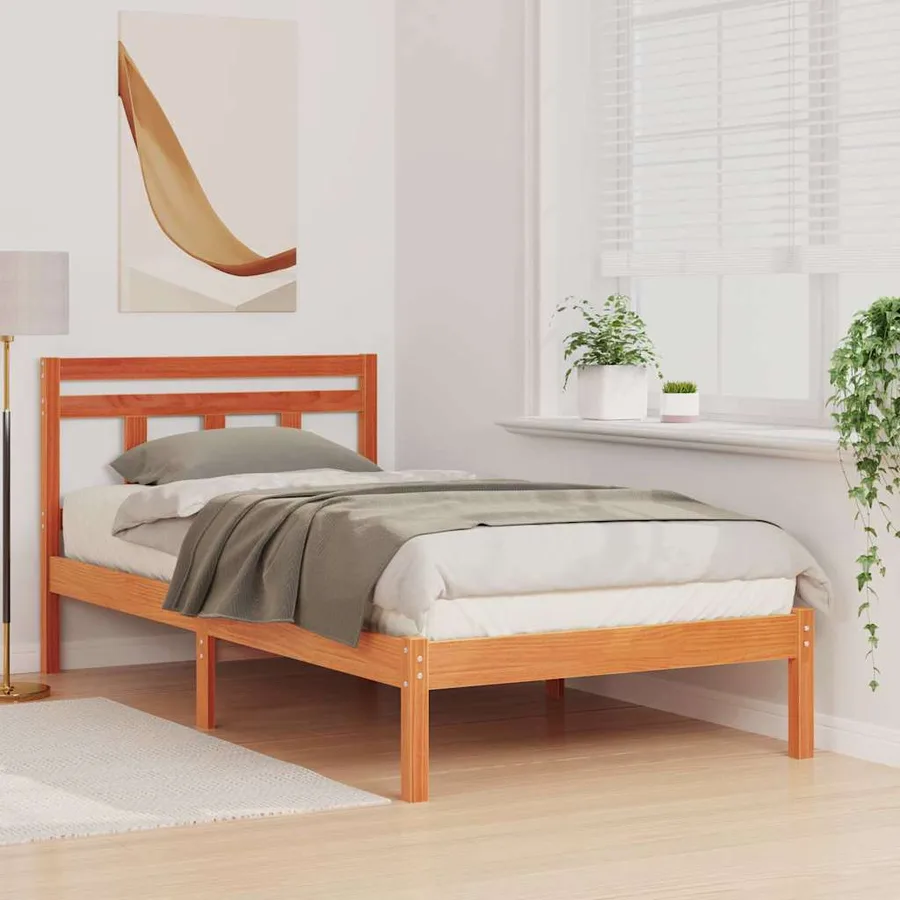 Cadre de lit Marron 90 x 190 cm Pin massif - 4