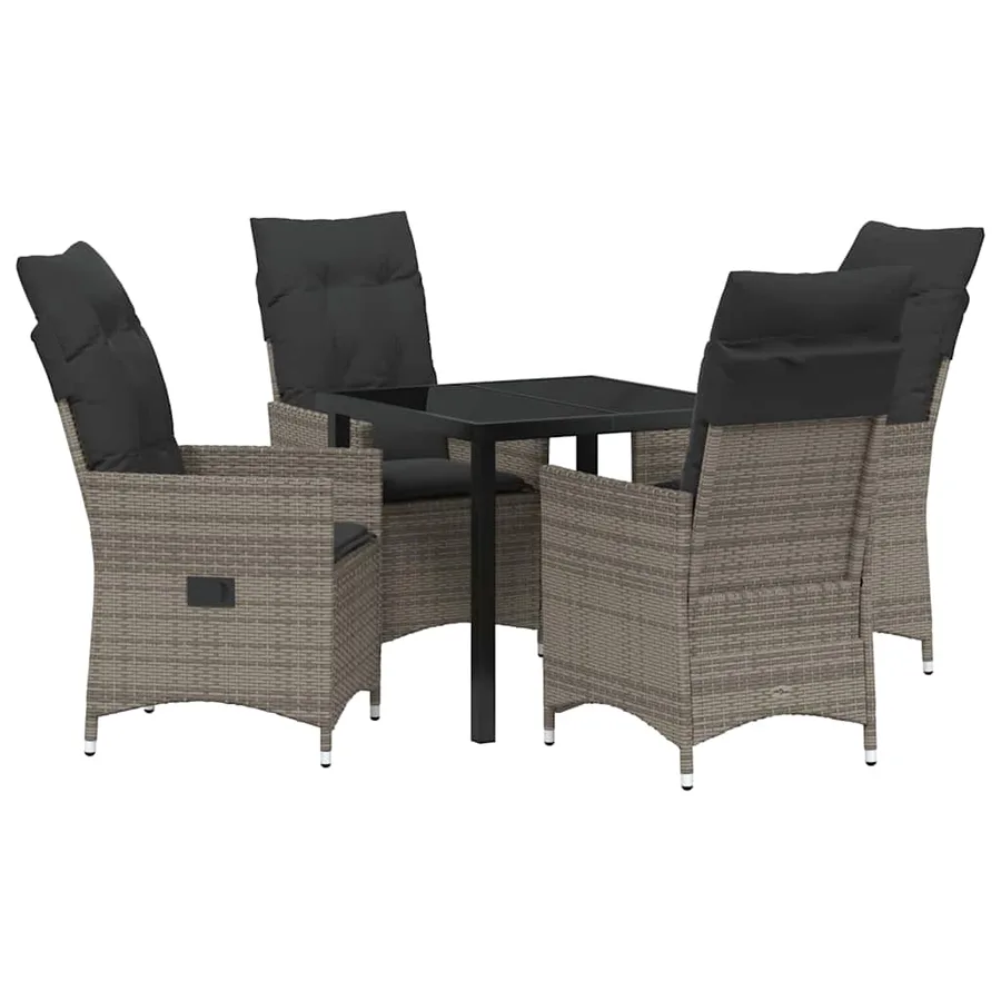 Ensemble de salle à manger pour jardin 5 pcs Gris polyrotin - 2