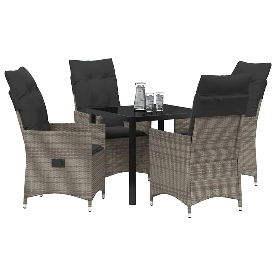 Ensemble de salle à manger pour jardin 5 pcs Gris polyrotin - 3