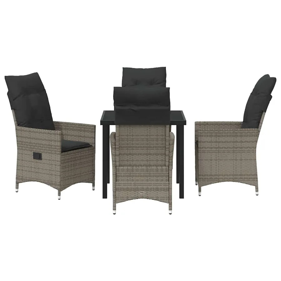 Ensemble de salle à manger pour jardin 5 pcs Gris polyrotin - 7