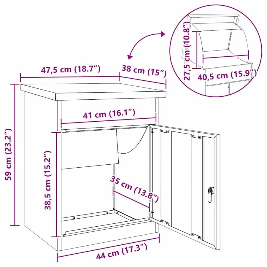 Boîte de dépôt de colis Anthracite 47,5 x 38 x 59 cm Acier - 16