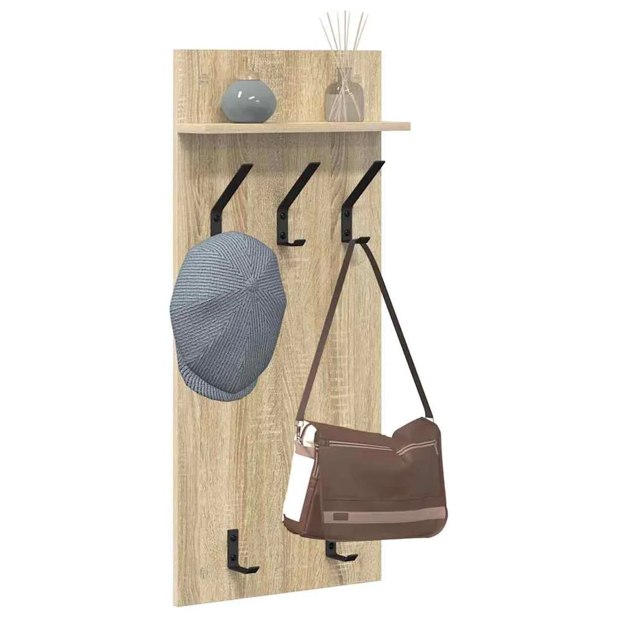 Porte-manteau mural avec étagère Chêne Sonoma 40 x 10 x 90 cm - 3