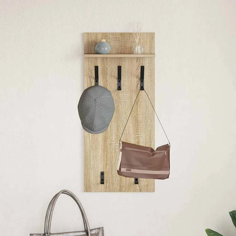 Porte-manteau mural avec étagère Chêne Sonoma 40 x 10 x 90 cm - 4