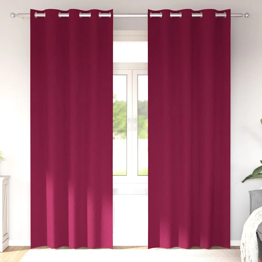 Rideaux occultants avec anneaux 2 pcs Bordeaux 245 x 140 cm
