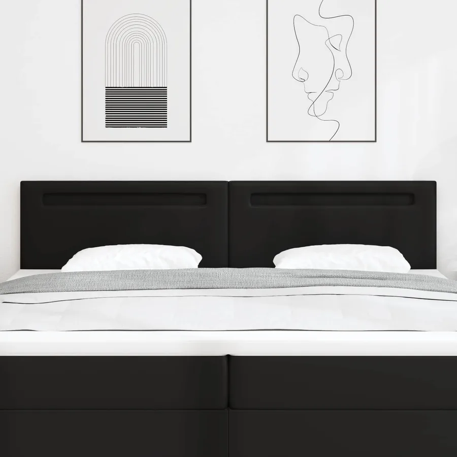 Tête de lit LED Noir 200 cm Cuir synthétique