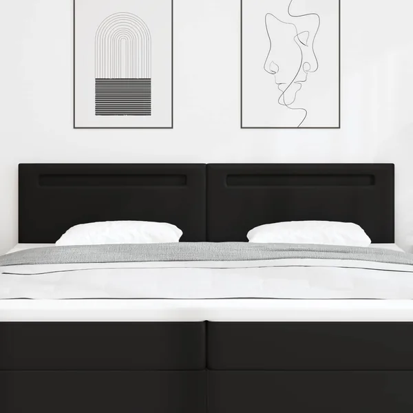 Tête de lit LED Noir 200 cm Cuir synthétique