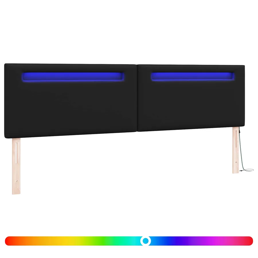 Tête de lit LED Noir 200 cm Cuir synthétique - 2