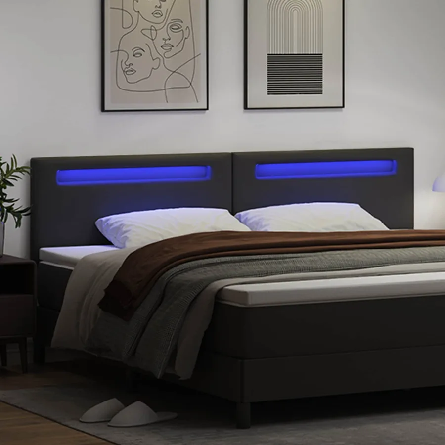 Tête de lit LED Noir 200 cm Cuir synthétique - 3