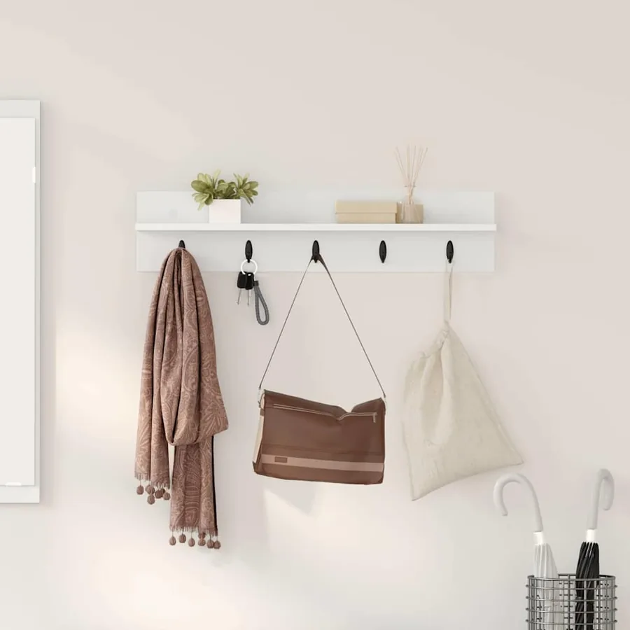 Porte-manteau mural Blanc 80 x 10,5 x 18 cm Bois d'ingénierie
