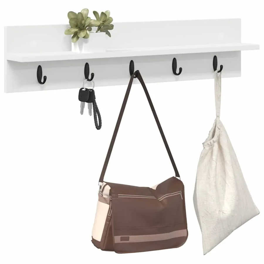 Porte-manteau mural Blanc 80 x 10,5 x 18 cm Bois d'ingénierie - 3