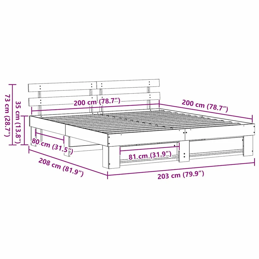 Cadre de lit Queen 200 x 200 cm - 11
