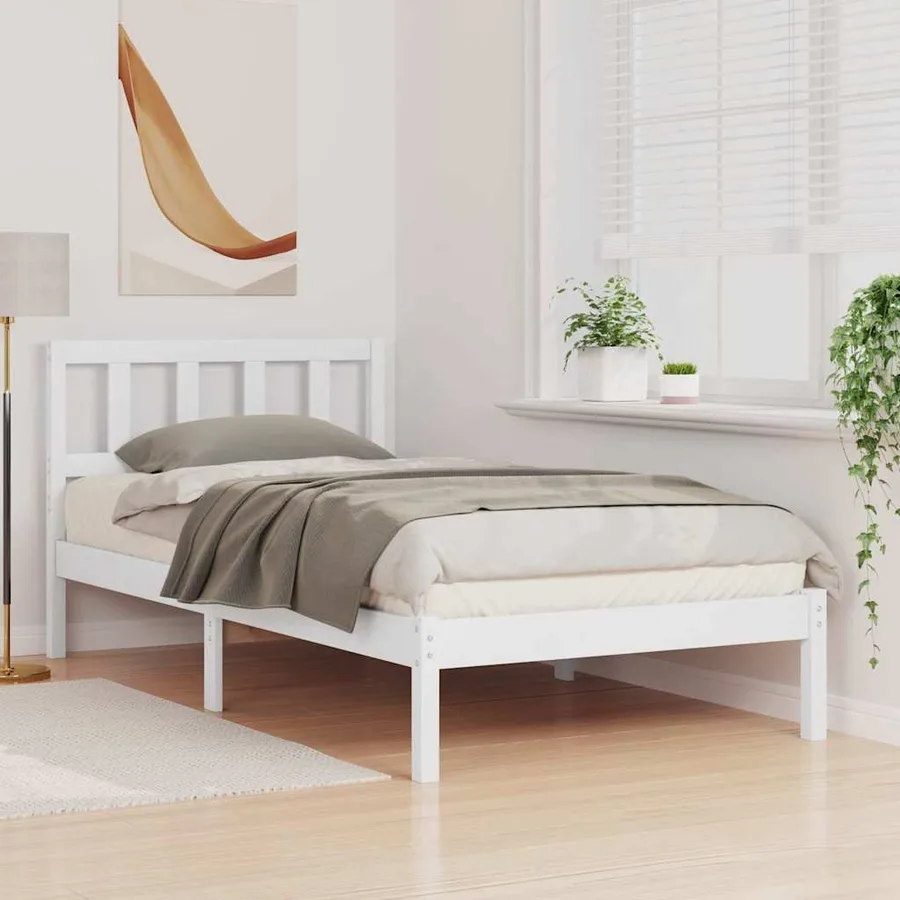 Cadre de lit avec tête de lit Blanc 80 x 200 cm Pin massif - 3