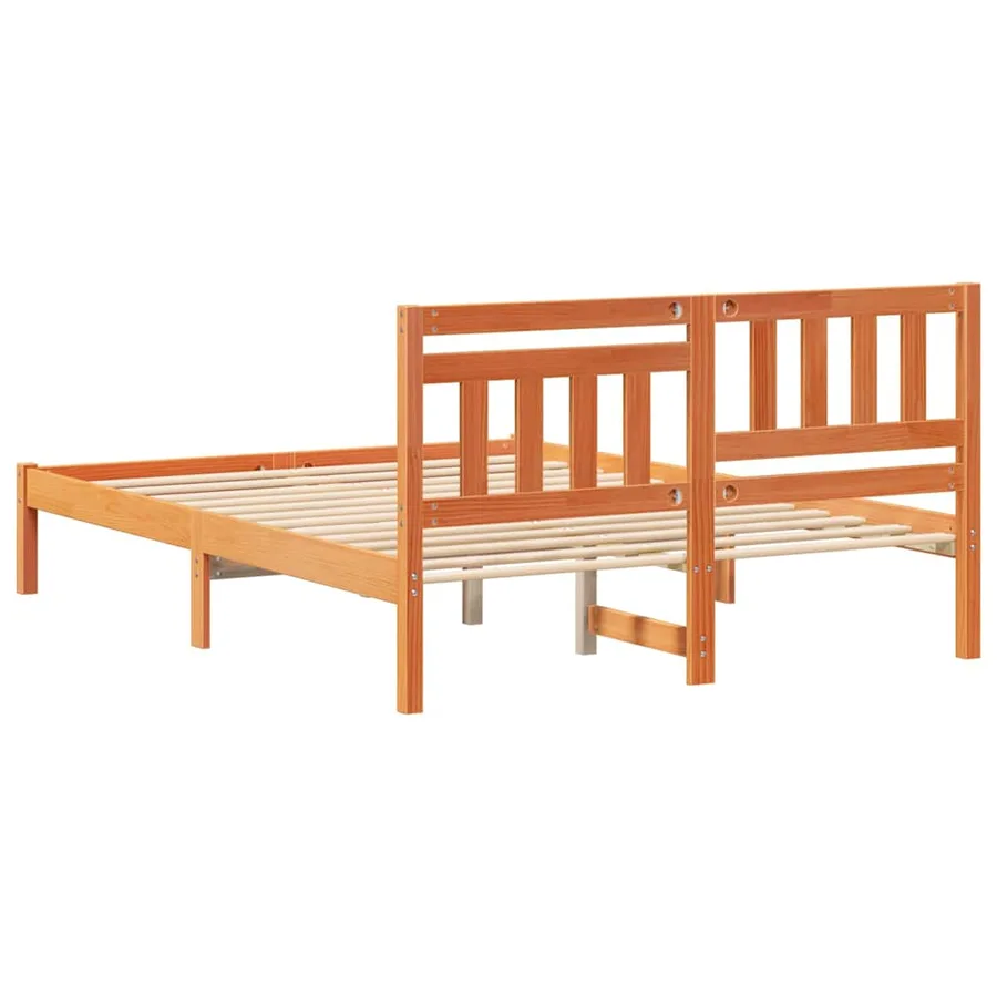 Cadre de lit avec tête de lit Brun cire 140 x 190 cm Pin massif - 6