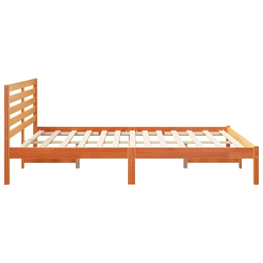 Cadre de lit avec tête de lit Brun cire 150 x 200 cm Pin massif - 6