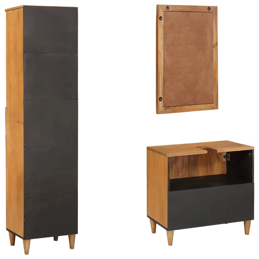 Ensemble de mobilier de salle de bain avec tiroir 3 pcs Marron - 7
