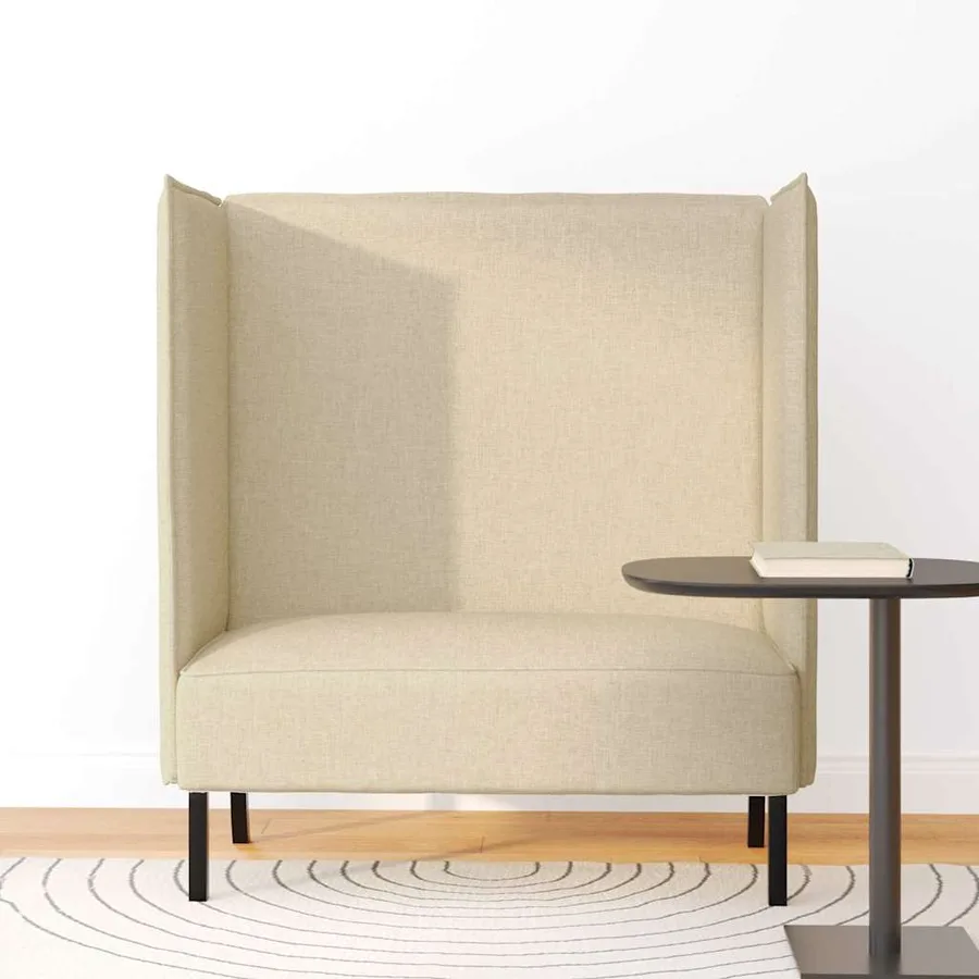 Canapé à Haut Dossier 101cm Crème tissu - 3