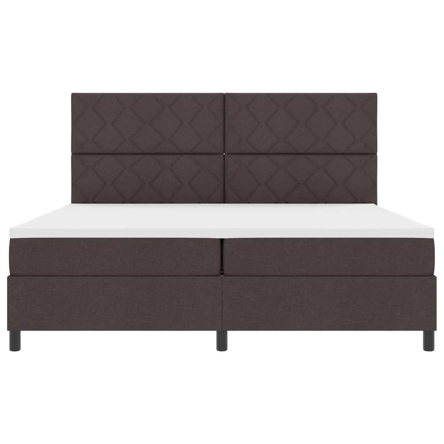 Lit à ressorts avec matelas Marron foncé 200 x 200 cm tissu - 4